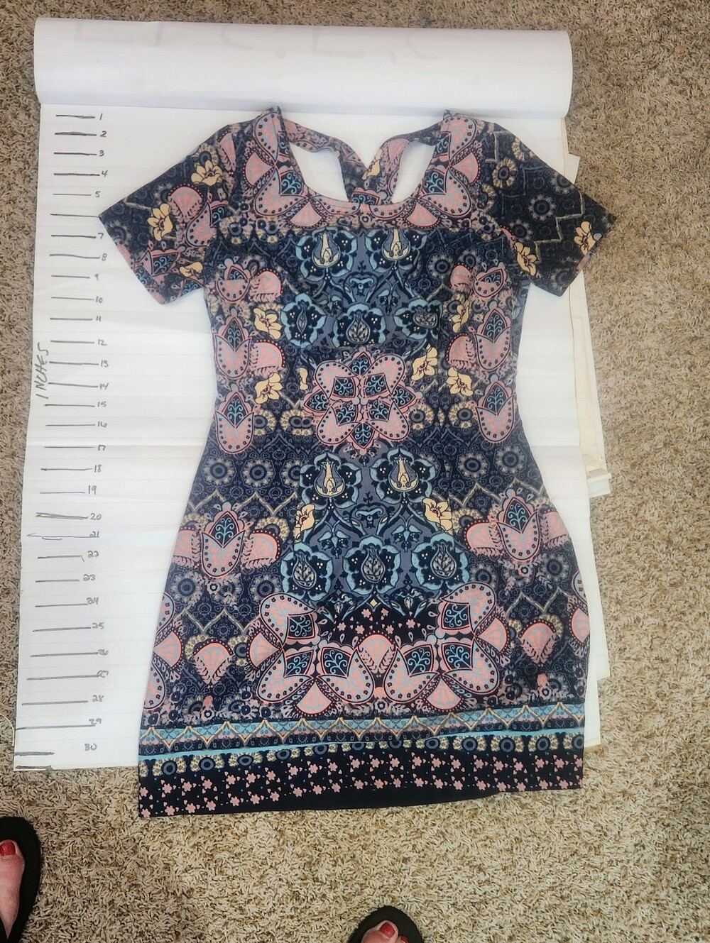 Hollister Pink & Navy Paisley Cutout Short Sleeve Mini Dress